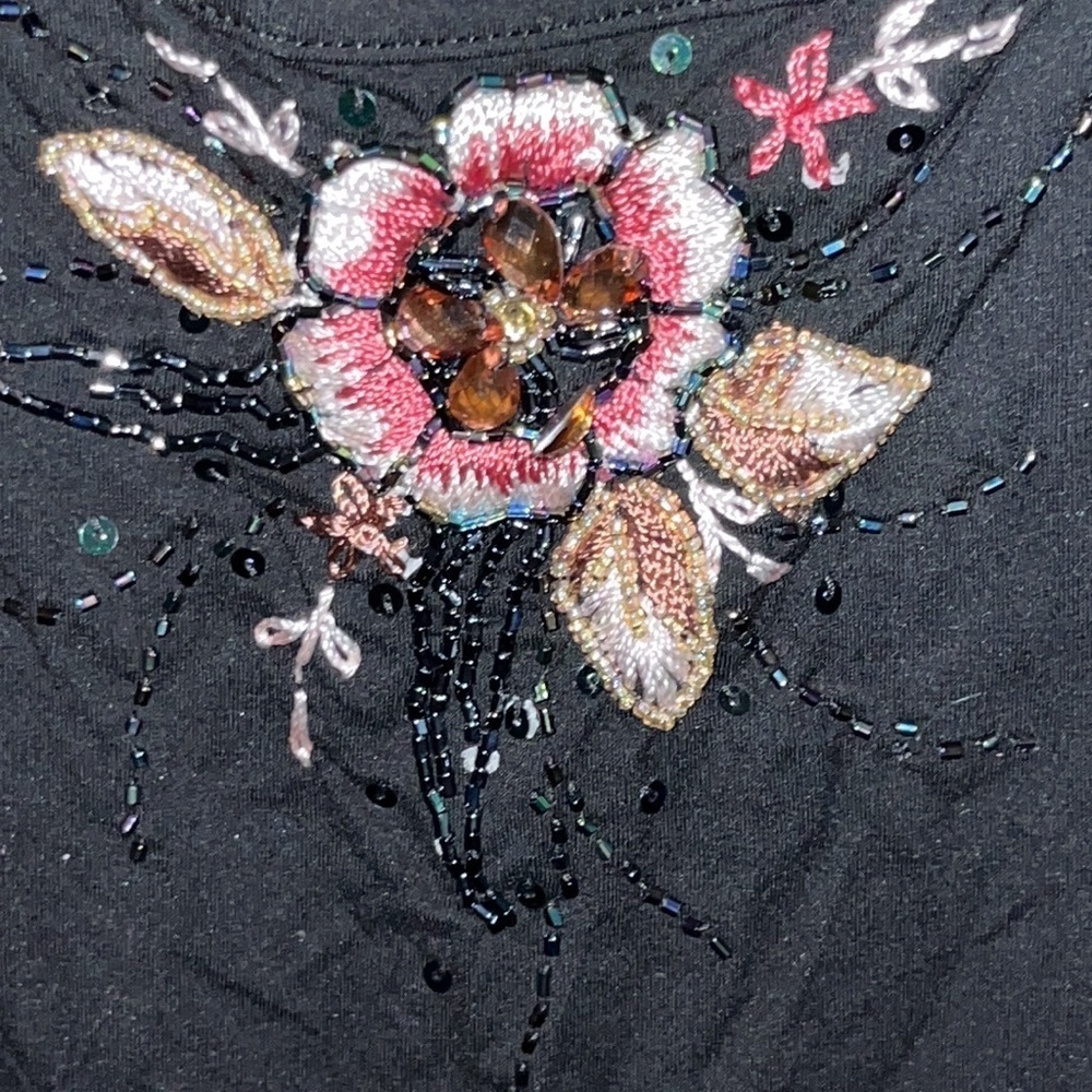 Ameri Mode black embroidered floral pattern strap… - image 5